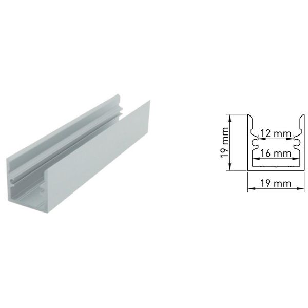 Aluminium profile LBR, L-2000mm W-19mm H-19mm image 1