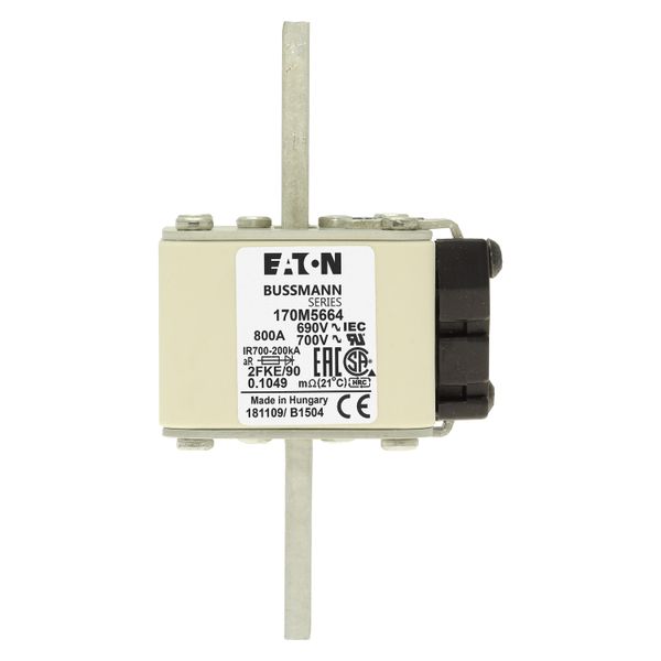 Fuse-link, high speed, 800 A, AC 690 V, size 2, 61 x 77 x 135 mm, aR, IEC, UL, type K indicator, 90 mm centres image 15