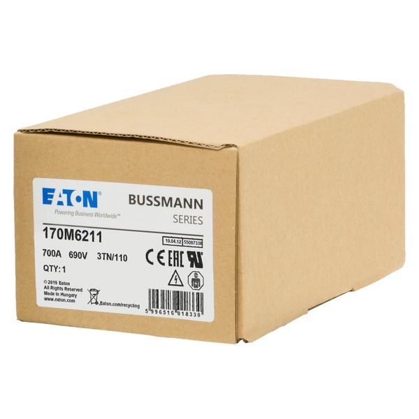 Fuse-link, high speed, 700 A, AC 690 V, DIN 3, 76 x 90 x 139 mm, aR, DIN, IEC, type T indicator image 15