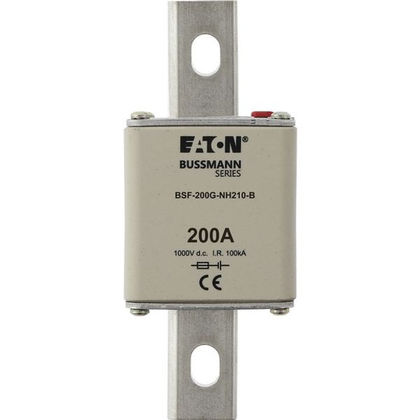 Fuse-link, high speed, 200 A, DC 1000 V, NH2, 54 x 61 x 150 mm, gBat, IEC, bolted connection image 1