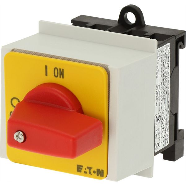 On-Off switch, T0, 20 A, service distribution board mounting, 1 contact unit(s), 2 pole, Emergency switching off function, with red thumb grip and yel image 16