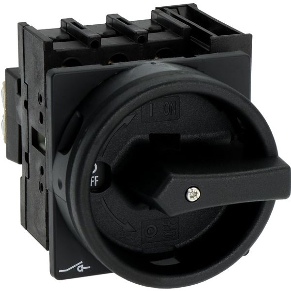 Main switch, P1, 25 A, flush mounting, 3 pole, 1 N/O, 1 N/C, STOP function, With black rotary handle and locking ring, Lockable in the 0 (Off) positio image 7