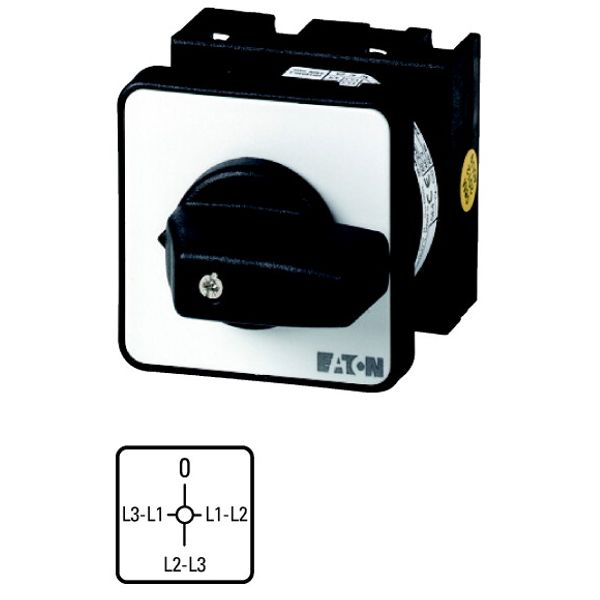Voltmeter selector switches, T0, 20 A, flush mounting, 2 contact unit(s), Contacts: 4, 90 °, maintained, With 0 (Off) position, 0-L1/L2 L2/L3 L3/L1, D image 1