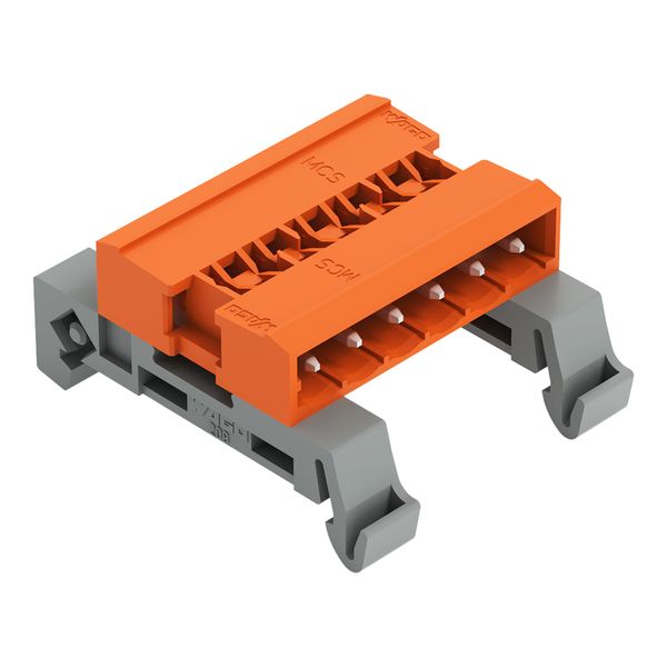 Double pin header DIN-35 rail mounting 6-pole orange image 1