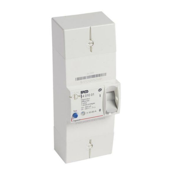 Two-pole connection circuit breaker 60A differential 500mA instantaneous image 1