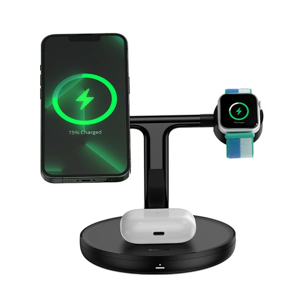Wireless Magnetic Charger, Stand 20W for 3 Apple Devices, Black image 4