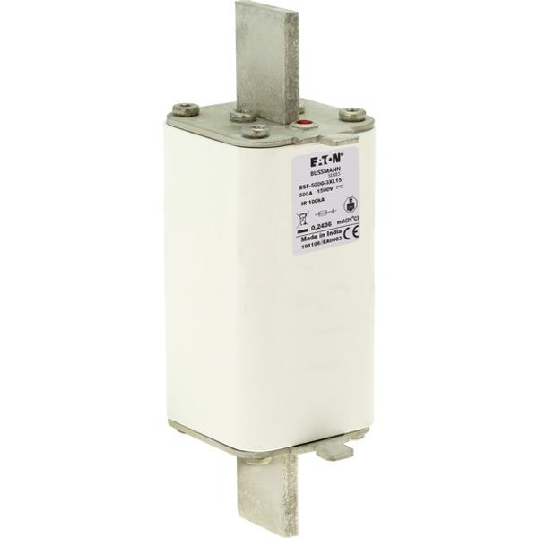 Fuse-link, high speed, 500 A, DC 1500 V, 3L, 75 x 75 x 205 mm, gBat, IEC, blade connection image 2