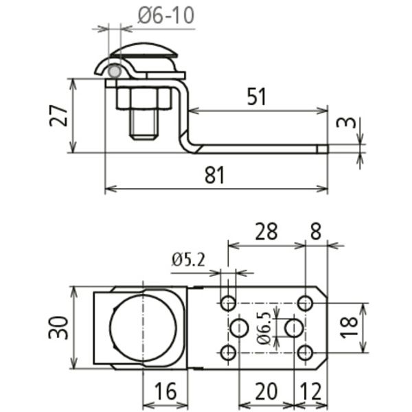 Connection lug Z-shaped Al with clamping frame for Rd 6-10mm St/tZn image 2