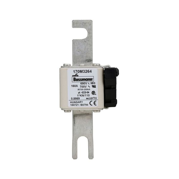 Fuse-link, high speed, 160 A, AC 690 V, compact DIN 1, 45 x 58 x 134 mm, aR, DIN, IEC, type K indicator, 110 mm centres image 10