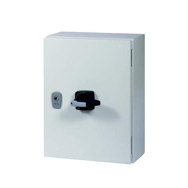 Switch-disconnector, DMM, 125 A, 4 pole, STOP function, with grey knob, in steel enclosure image 2