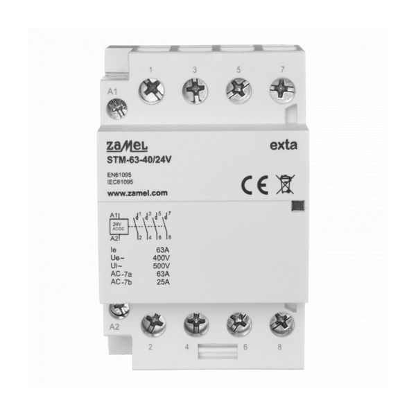 MODULAR INSTALLATION CONTACTOR (ELECTROMAGNETIC) 63A, 4XNO, 24V AC/DC, TYPE:STM-63-40/24V image 1