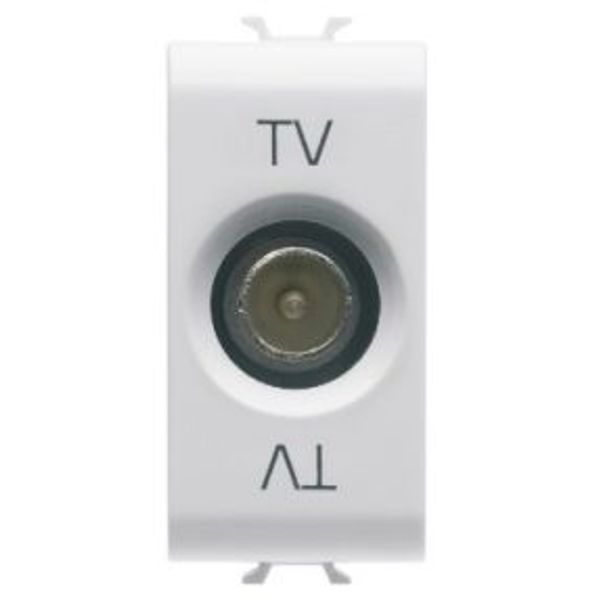 COAXIAL TV SOCKET-OUTLET, CLASS A SHIELDING - IEC MALE CONNECTOR 9.5mm - DIRECT - 1 MODULE - GLOSSY WHITE - ANTIBACTERIAL - CHORUSMART image 1