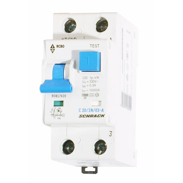 Combined MCB/RCD (RCBO) C20/1+N/300mA/Type A image 1