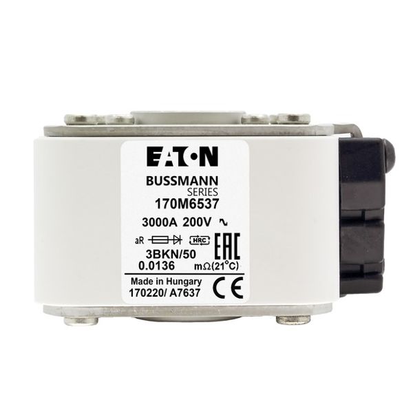 Fuse-link, high speed, 3000 A, AC 200 V, size 3, 76 x 92 x 50 mm, aR, IEC, single indicator image 7