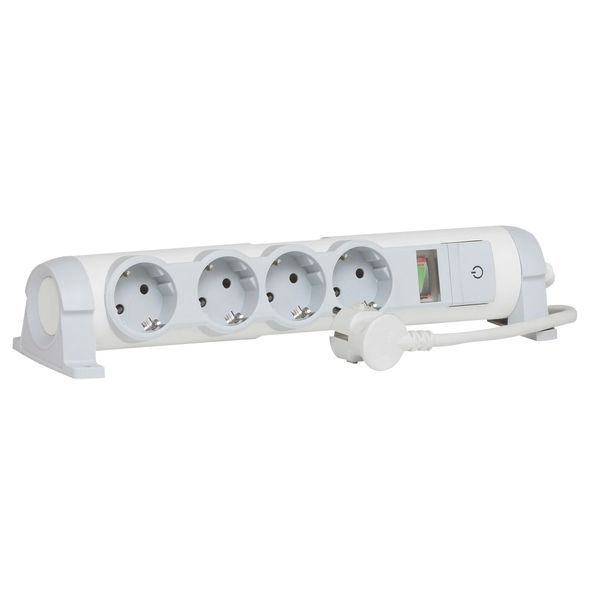 Multi-outlet extension for comfort/safety - 4x2P+E + indicator - 1.5 m cord image 2