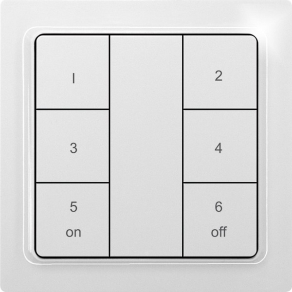Wireless 6-way pushbutton as keypad, laser engraved, in E-Design55, anthracite mat image 1