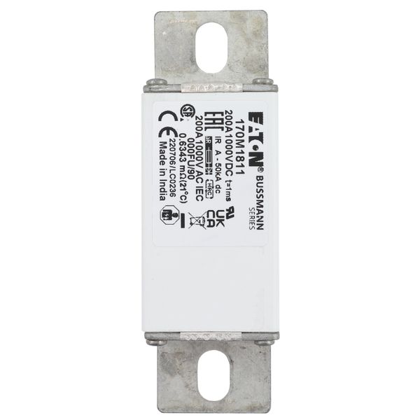 Fuse-link, high speed, 200 A, DC 1000 V, size 000, 24 x 36 x 115 mm, aR, IEC image 6