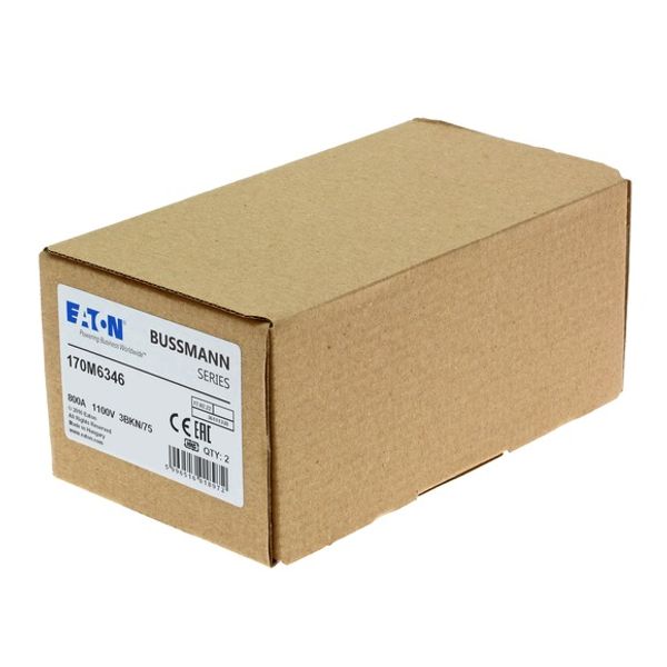 Fuse-link, high speed, 800 A, AC 1100 V, size 3, 76 x 92 x 76 mm, aR, IEC, UL, single indicator image 4