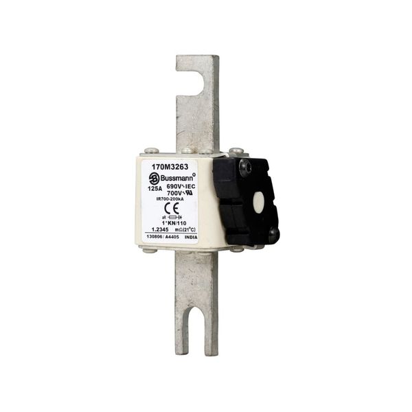 Fuse-link, high speed, 125 A, AC 690 V, compact DIN 1, 45 x 58 x 134 mm, aR, DIN, IEC, type K indicator, 110 mm centres image 7