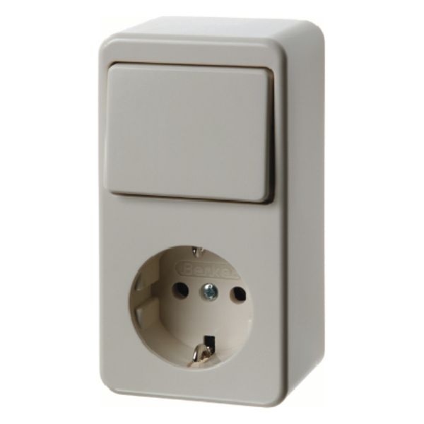 Combination change-over switch/SCHUKO soc.out. surface-mtd, white gl. image 1