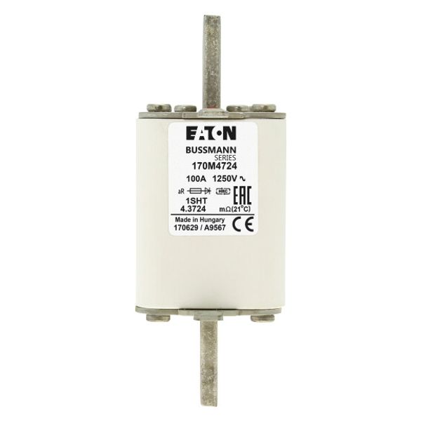 Fuse-link, high speed, 100 A, AC 1250 V, size 1, 53 x 63 x 135 mm, aR, IEC, single indicator image 1