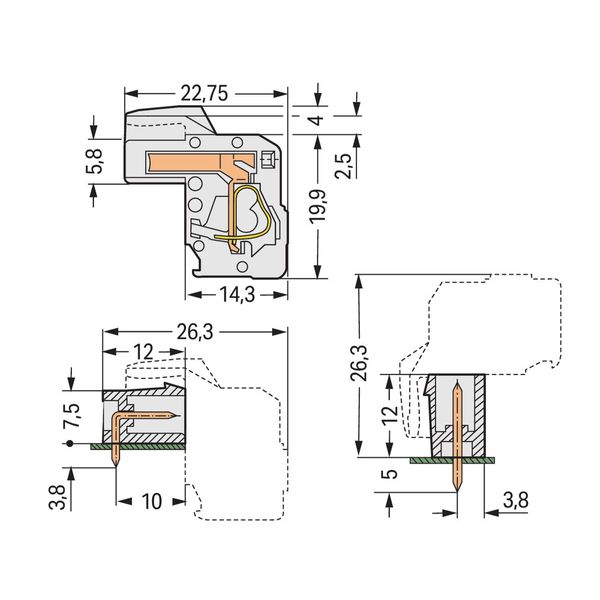 1-conductor female connector, angled CAGE CLAMP® 2.5 mm² light gray image 2