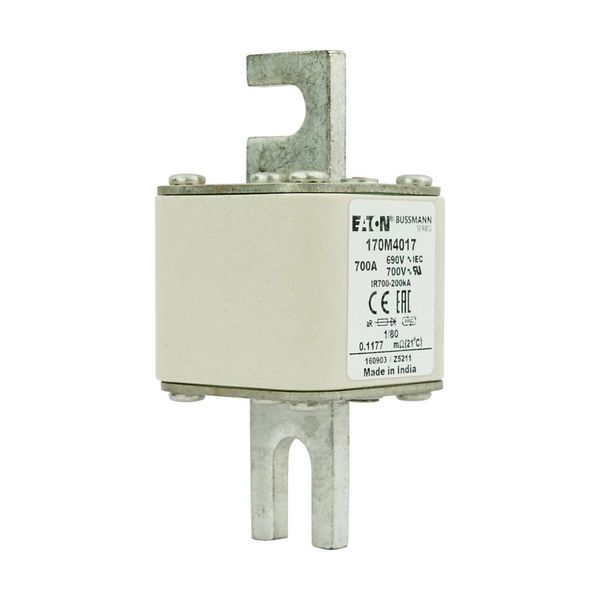 Fuse-link, high speed, 700 A, AC 690 V, DIN 1, 53 x 53 x 108 mm, aR, DIN, IEC, single indicator image 14