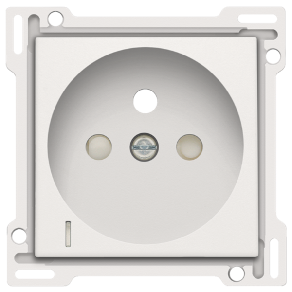 Finishing set with transparent lens for socket outlet with voltage indication, pin earthing and shutters, flush-mounting depth of 28.5mm, white coated image 1