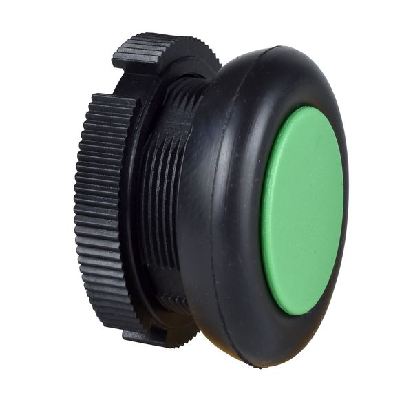 Harmony XAC, Push button head, plastic, green, booted, spring return image 1