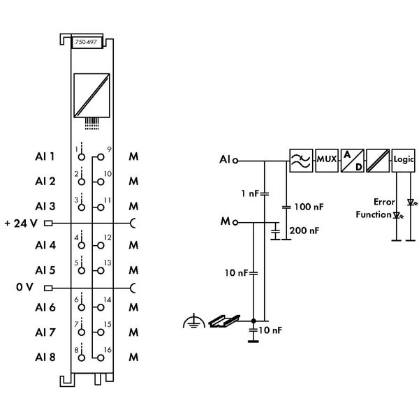 8-channel analog input 0 … 10 V/±10 VDC Single-ended - image 4