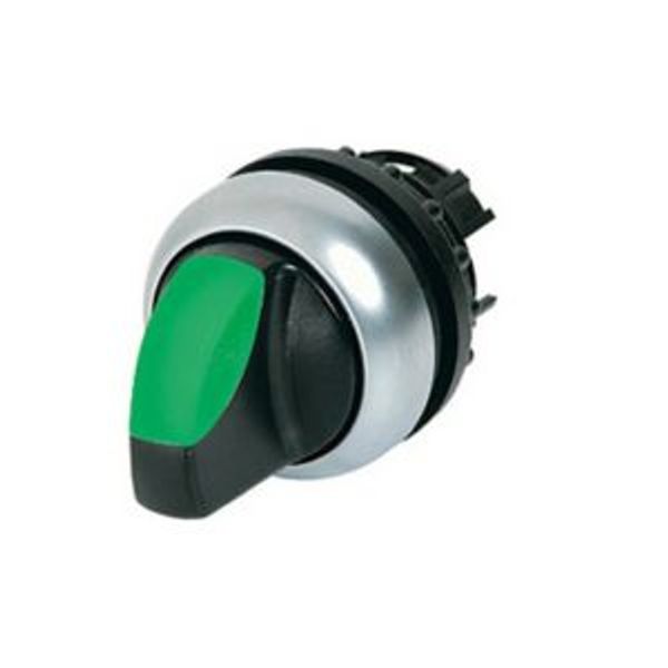 Illuminated selector switch actuator, RMQ-Titan, With thumb-grip, momentary, 2 positions, green, Bezel: titanium image 4