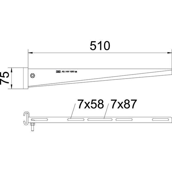 AS 15 51 FT Support bracket for IS 8 support B510mm image 2