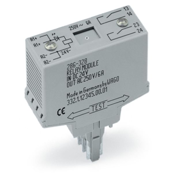 Relay module Nominal input voltage: 24 VDC 2 make contact gray image 1