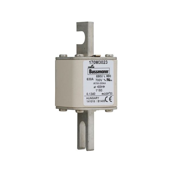 Fuse-link, high speed, 630 A, AC 690 V, compact DIN 1, 45 x 45 x 104 mm, aR, DIN, IEC, single indicator image 8