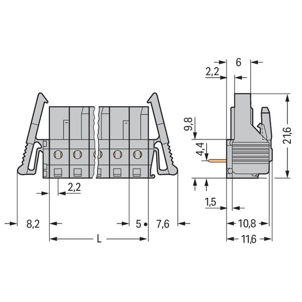 THT female header angled Pin spacing 5 mm gray image 4