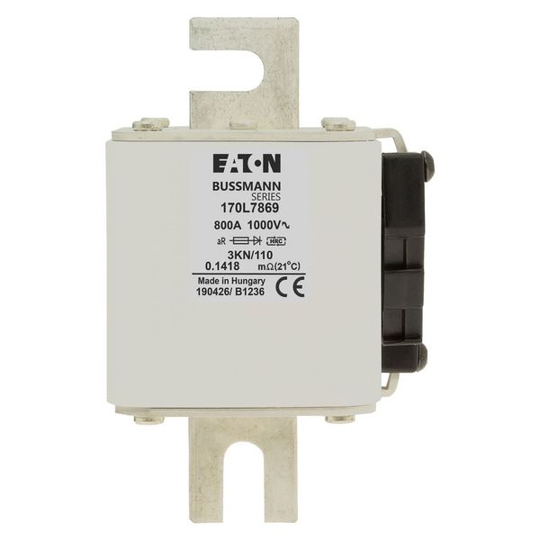 Fuse-link, high speed, 800 A, AC 1000 V, Size 3, 74 x 92 x 141 mm, aR, IEC, single indicator image 4