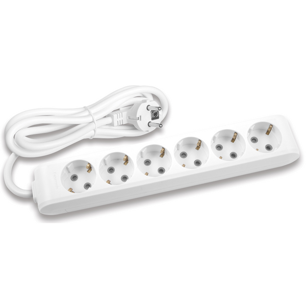 X-tendia White Six Gang Earth Socket with Cable CP image 1