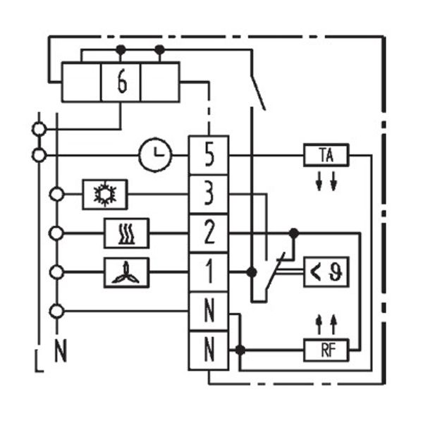 Room controller, 5-30C, AC 230V, 1 changeover contact, 10/5 A, on/off, with TA approx.5K image 3