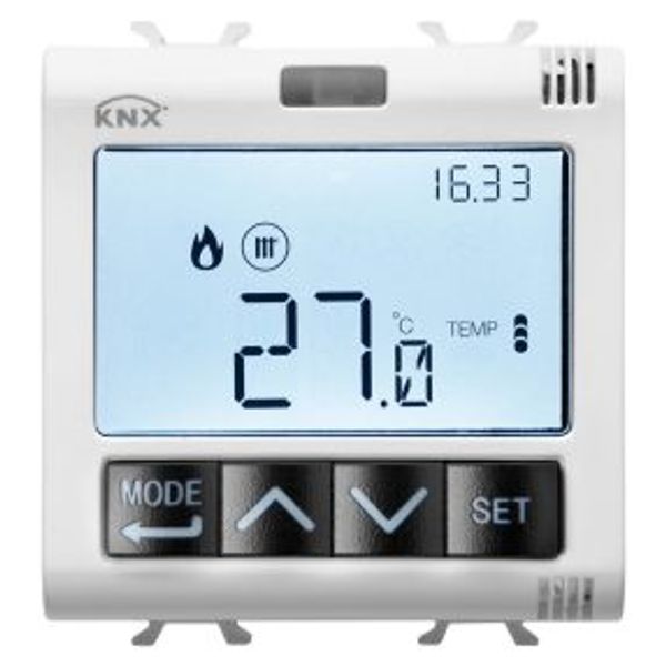 THERMOSTAT WITH HUMIDITY MANAGEMENT - KNX - 2 MODULES - SATIN WHITE - CHORUS image 1