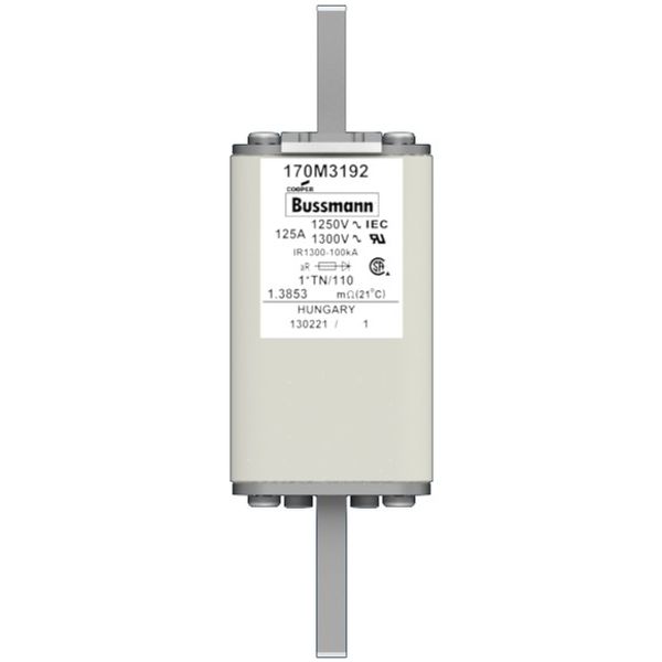 Fuse-link, high speed, 125 A, AC 1250 V, compact size 1, 45 x 58 x 138 mm, aR, DIN, IEC, type T indicator image 1