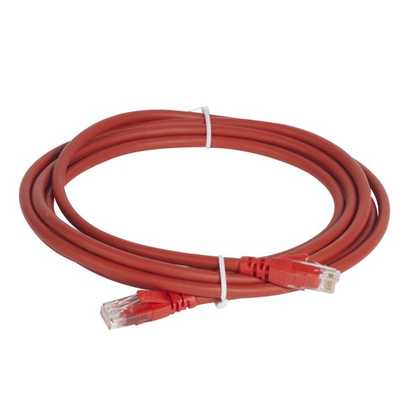 Patch cord RJ45 category 6A U/UTP unscreened LSZH red 3 meters image 2