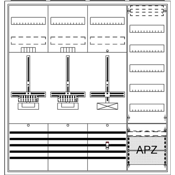 DA47PH Meter board, Field width: 4, Rows: 57, 1100 mm x 1050 mm x 215 mm, Isolated (Class II), IP31 image 17