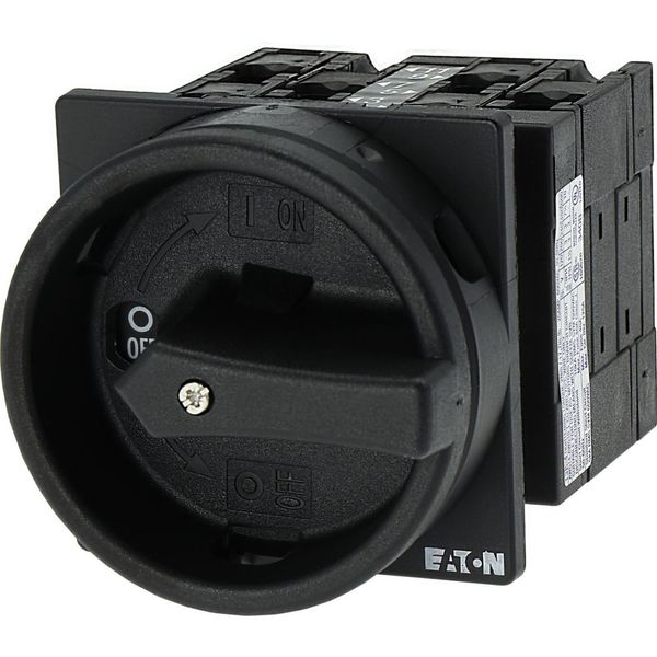 Main switch, T3, 32 A, flush mounting, 3 contact unit(s), 3 pole, 2 N/O, 1 N/C, STOP function, With black rotary handle and locking ring, Lockable in image 20