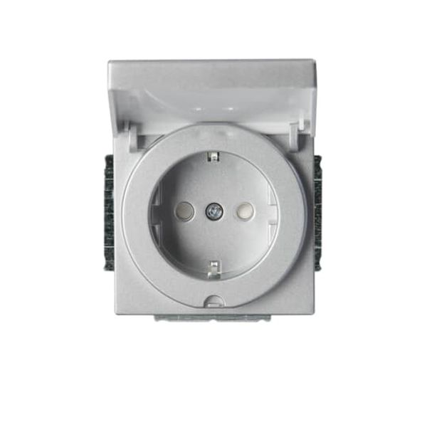 20EUCK-83 Socket outlet Protective contact (SCHUKO) with Hinged Lid Aluminium - Impressivo image 1
