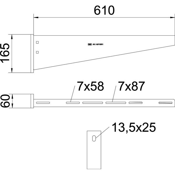 AW 55 61 A2 Wall and support bracket with welded head plate 610 mm image 2