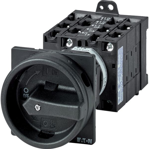 Main switch, T3, 32 A, rear mounting, 5 contact unit(s), 10-pole, STOP function, With black rotary handle and locking ring image 2