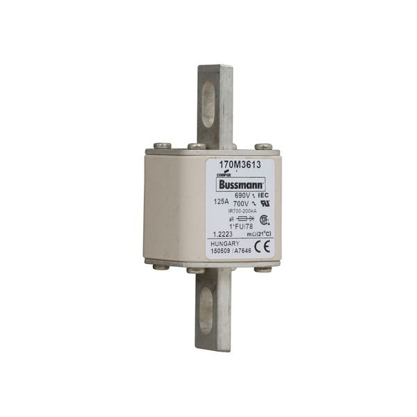 Fuse-link, high speed, 125 A, AC 690 V, compact size 1, 45 x 45 x 110 mm, aR, IEC, UL image 8