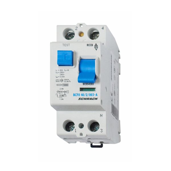 Residual current circuit breaker, 40A, 2-pole,30mA, type A image 1