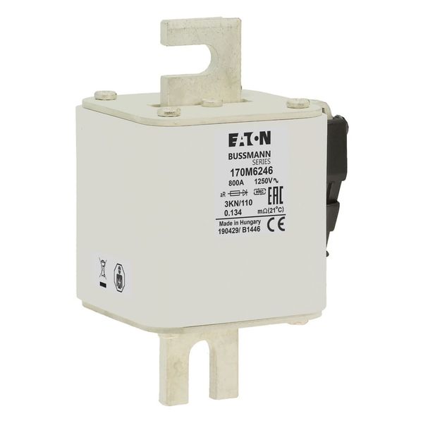 Fuse-link, high speed, 800 A, AC 1250 V, size 3, 76 x 92 x 139 mm, aR, DIN, IEC, single indicator image 11