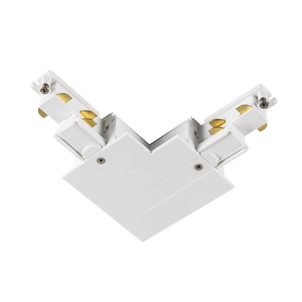 L-connector, for S-TRACK 3-phase mounting track, earth electrode left, white, DALI image 1